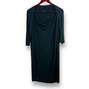 Les Lunes Women's Size M/L‎ Shift Dress Black Draped Cowlneck Elbow Sleeve LBD